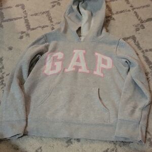 GAP Light Gray Hoodie with Pink Lettering